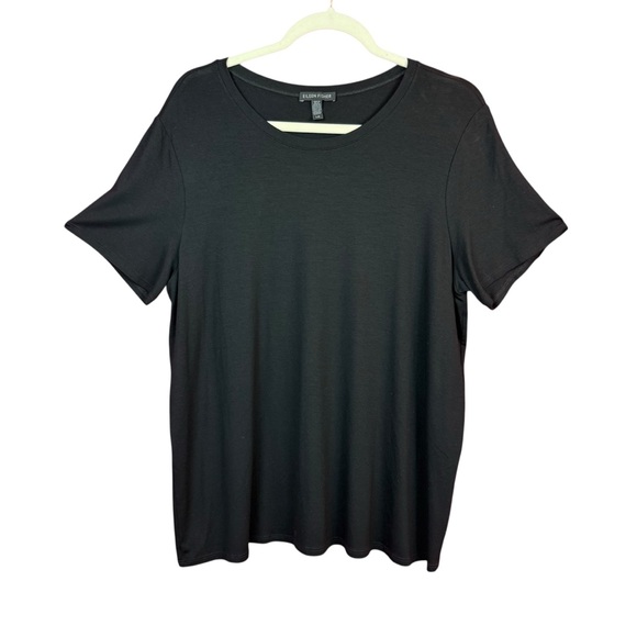 Eileen Fisher Black Short Sleeve Tee Shirt Size L - Picture 1 of 6